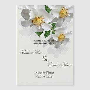 Invitation Magnétique Élégant floral botanique blanc mariage magnétique