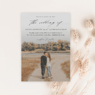 Invitation Magnétique Élégant Mariage de superposition de photo de scrip