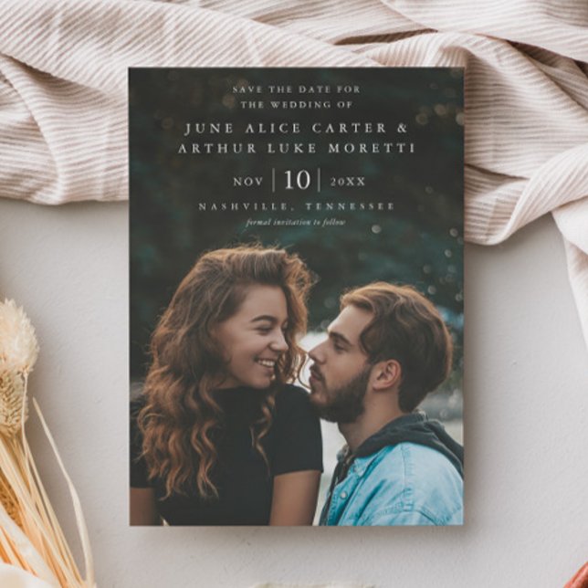 Invitation Magnétique Élégant mariage photo simple Enregistrer la date (Minimal Photo Wedding Save the Date Magnetic Invitations.)