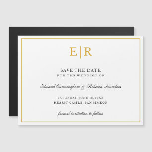Invitation Magnétique Élégant Monogramme Or Mariage formel Enregistrer l