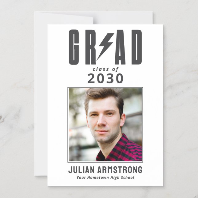 Invitation Magnétique Elegant Photo Graduation Announcement 2026 Grad (Recto)
