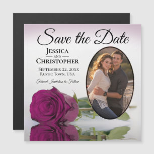 Invitation Magnétique Élégant Rose Magenta Mariage Enregistrer La Date P