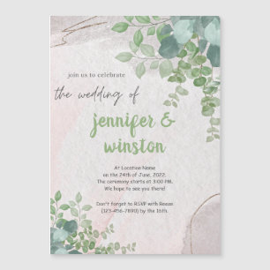 Invitation Magnétique Élégant Rustique Eucalyptus Feuille Mariage