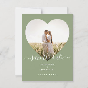 Invitation Magnétique Elégant Sage Green Photo Mariage Enregistrer La Da