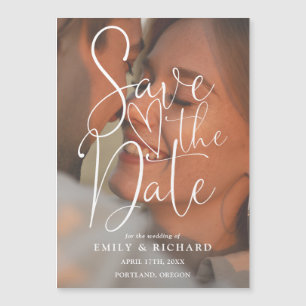 Invitation Magnétique Élégant Script Moderne Mariage Photo Enregistrer L