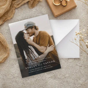 Invitation Magnétique Élégant Type Mariage photo Monogram