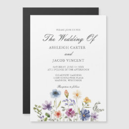 Invitation Magnétique Elegant Wildflower Spring Wedding