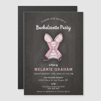 Invitation Magnétique Élégante Bachelorette en carton rose