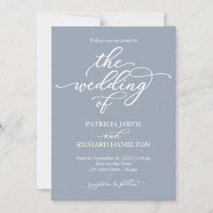 Invitation Magnétique Élégante calligraphie Dusty Blue Mariage