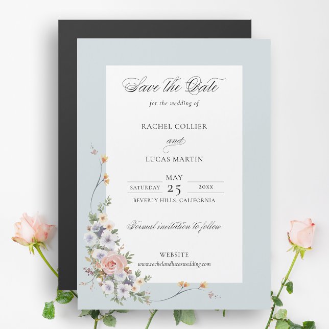 Invitation Magnétique Élégante calligraphie florale Boho Enregistrer la  (Créateur téléchargé)