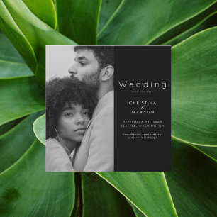 Invitation Magnétique Élégante photo Black Couple Enregistrer la date