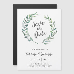Invitation Magnétique Élégante verdure Mariage rustique Enregistrer la d