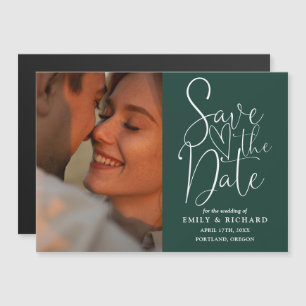 Invitation Magnétique Emerald Green Photo Mariage Enregistrer la date