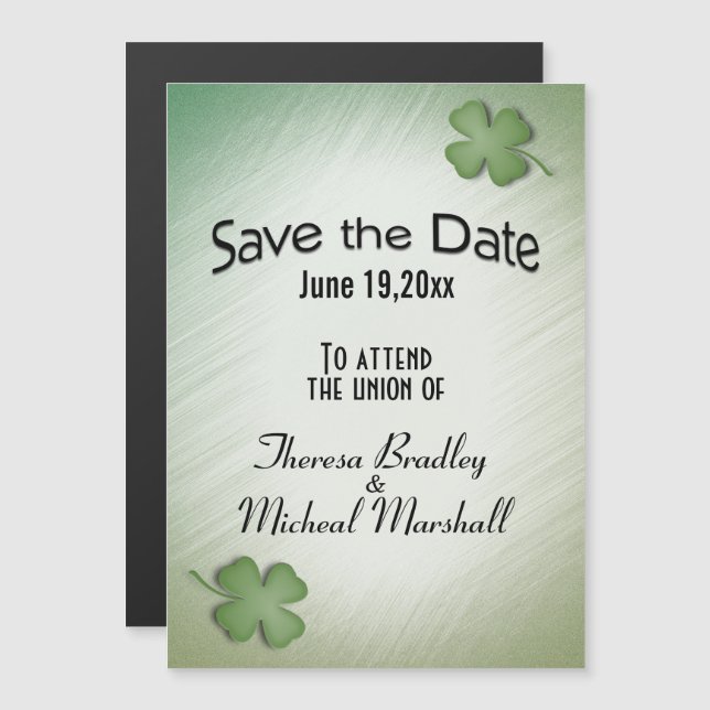 Invitation Magnétique Enregistrer la date drapeau Mariage irlandais (Devant / Derrière)