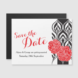 Invitation Magnétique Enregistrer la date rouge mariage dianthus