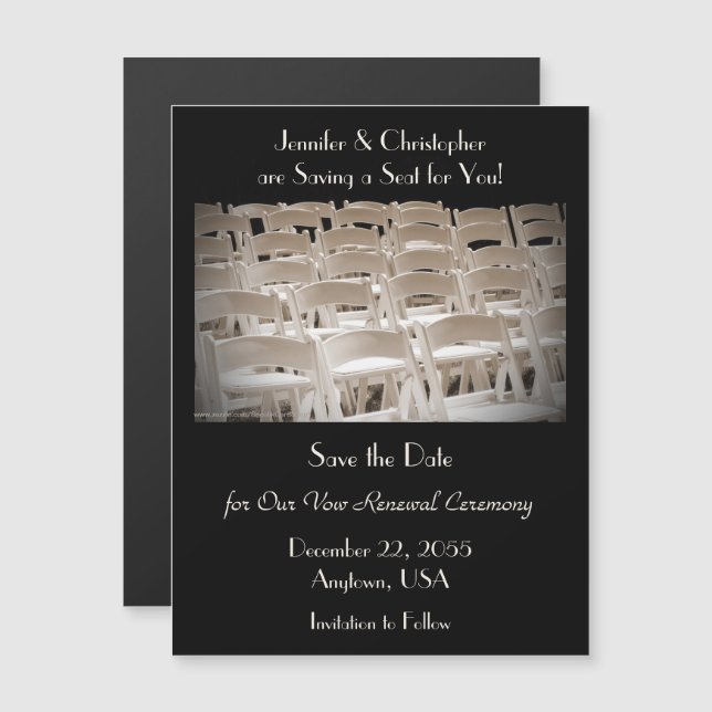 Invitation Magnétique Enregistrer la date Sepia Vow Renouvellement chais (Devant / Derrière)