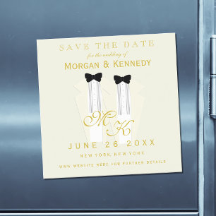 Invitation Magnétique Enregistrer la date Tuxedo Bow Cravate Groom Maria