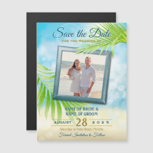 Invitation Magnétique Enregistrer la date Votre photo Plage Mariage Palm