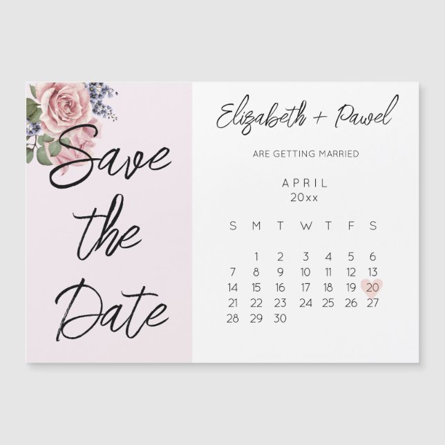 Invitation Magnétique Enregistrer le calendrier de l'aimant Date avec le (Devant)