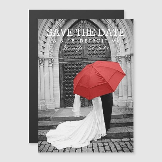 Invitation Magnétique Enregistrer le couple de dates (Devant / Derrière)