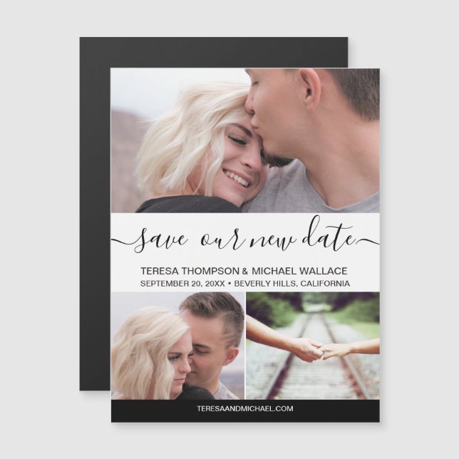 Invitation Magnétique Enregistrer notre nouveau Mariage de photos person (Devant / Derrière)