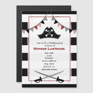 Invitation Magnétique Épée de chapeau de pirate Anniversaire