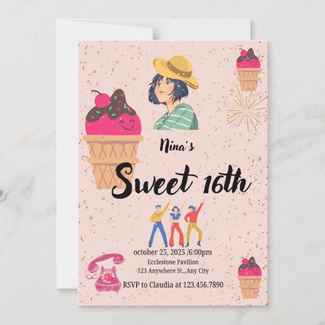 Invitation Magnétique Étincelle Style Scoop Étincelle Un sucré Whimsical (Recto)