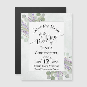 Invitation Magnétique Eucalyptus & Lavender Rustic White Enregistrer la