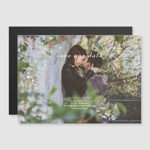Invitation Magnétique Eucalyptus Photo simple Enregistrer la date flexib