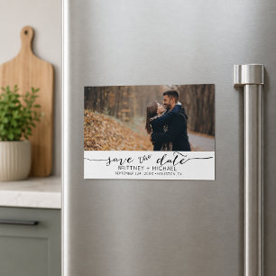 Invitation Magnétique Faire part de date de mariage minimaliste en photo