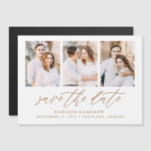 Invitation Magnétique Faire part de mariage élégant écriture 3 Photo Col