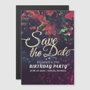 Invitation Magnétique Fête Anniversaire Enregistrer La Date Fleurs Viole