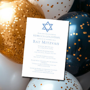 Invitation Magnétique Fête artistique Bat Mitzvah étoile de David bleue