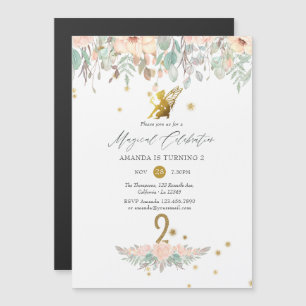 Invitation Magnétique Fête d'anniversaire de 2 ans sur le thème de la fé