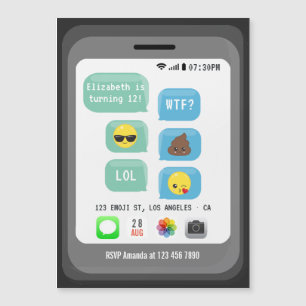 Invitation Magnétique Fête d'anniversaire Emoji