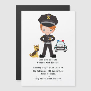 Invitation Magnétique Fête d'anniversaire garçon roux thème Police