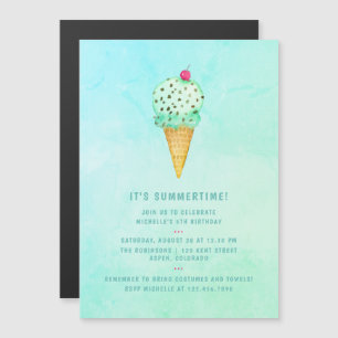 Invitation Magnétique Fête d'anniversaire Glace d'été