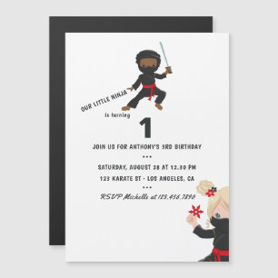 Invitation Magnétique Fête d'anniversaire sur le thème des ninjas
