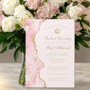Invitation Magnétique Fête de Bat Mitzvah personnalisée Rose Gold Chic A