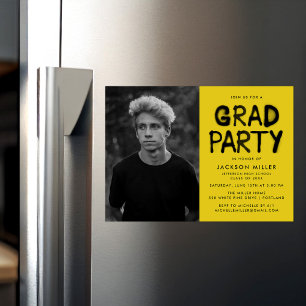 Invitation Magnétique Fête de graduation de peinture de Spray jaune mode
