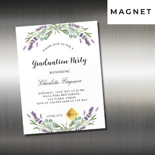 Invitation Magnétique Fête de graduation lavande eucalyptus luxe floral