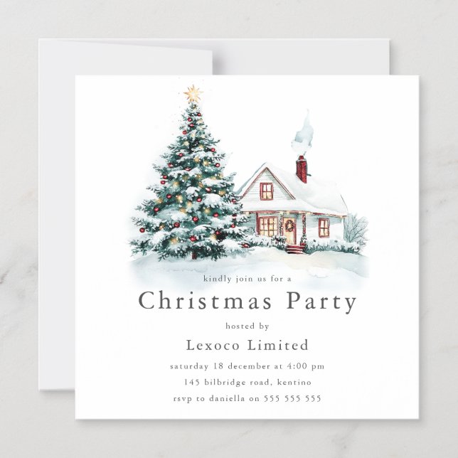 Invitation Magnétique Fête de Noël de l'Arbre et de la Neige (Recto)