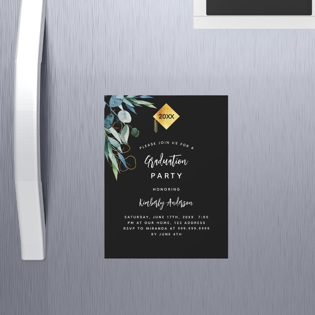 Invitation Magnétique Fête de remise de diplômes de luxe casquette de ve (Créateur téléchargé)
