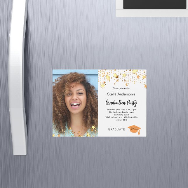 Invitation Magnétique Fête de remise de diplômes des étoiles d'or (Créateur téléchargé)