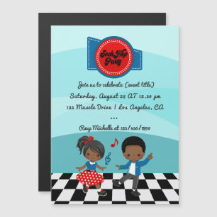 Invitation Magnétique Fête de Sock Hop du 14 juillet
