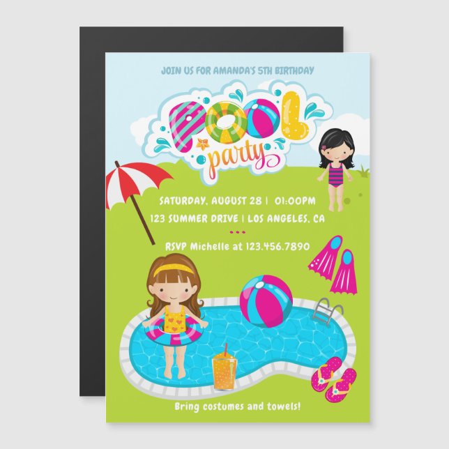 Invitation Magnétique Fête des enfants (Devant / Derrière)