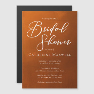 Invitation Magnétique Fête des mariées bohémienne orange brulée rustique