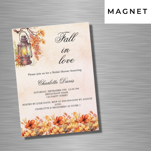 Invitation Magnétique Fête des mariées tomber amoureux floraux orange lu (Créateur téléchargé)