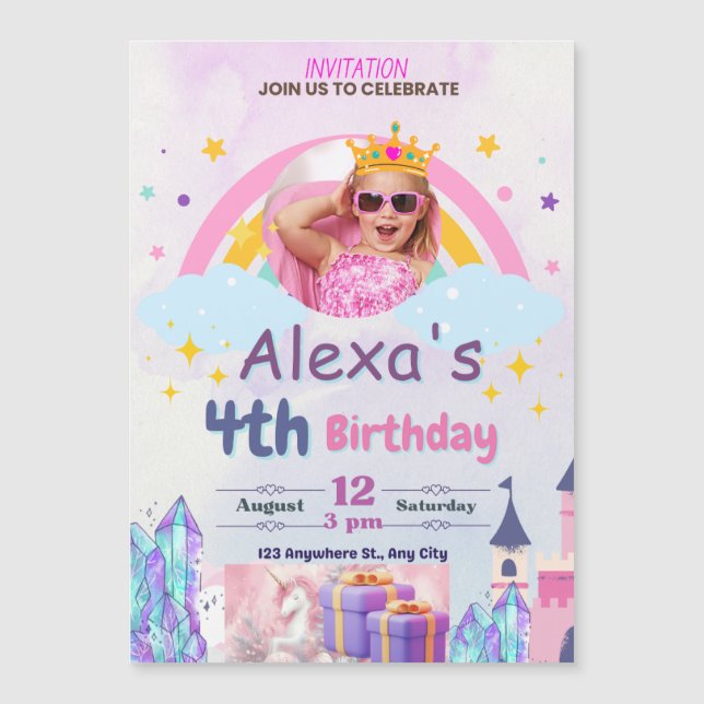 Invitation Magnétique Fêtes Joyeuses - Enfants Anniversaire Bash Invitat (Devant)