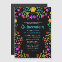 Fiesta Florale noire Quinceanera Party